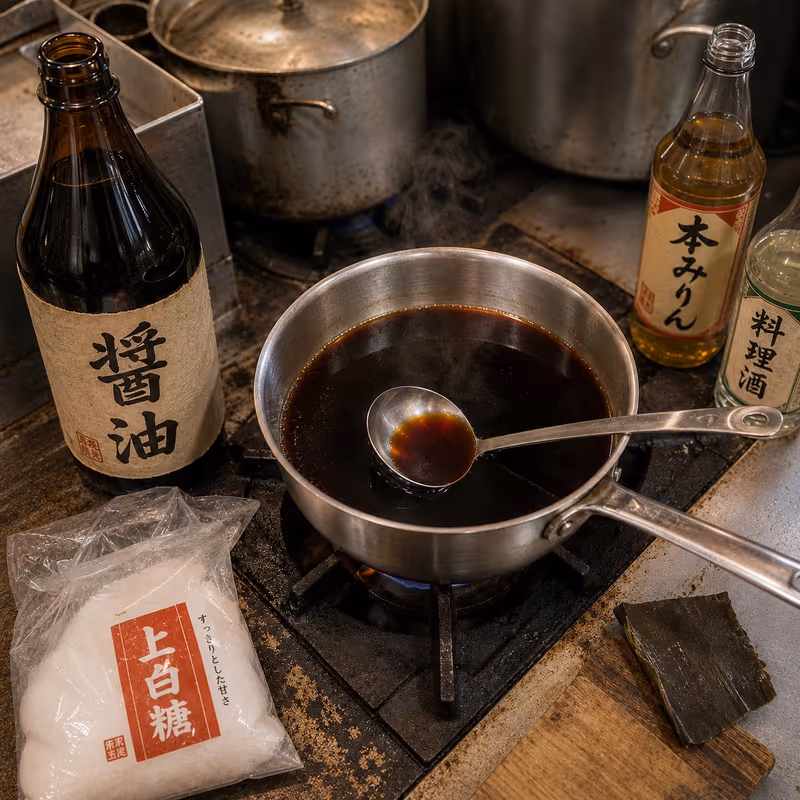 First shoyu tare in a small dish — where the record began
